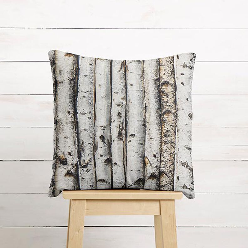 Decor Fabric Half Panama birch trunks – light grey,  image number 8