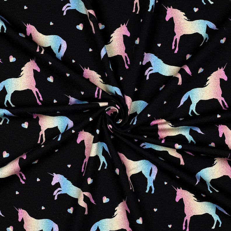 Cotton Jersey Rainbow Unicorns Digital Print | Poppy Fabrics – black, image number 3
