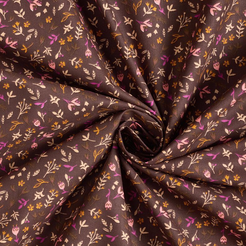 Cotton Cretonne Little Twigs – dark brown/grape, image number 3