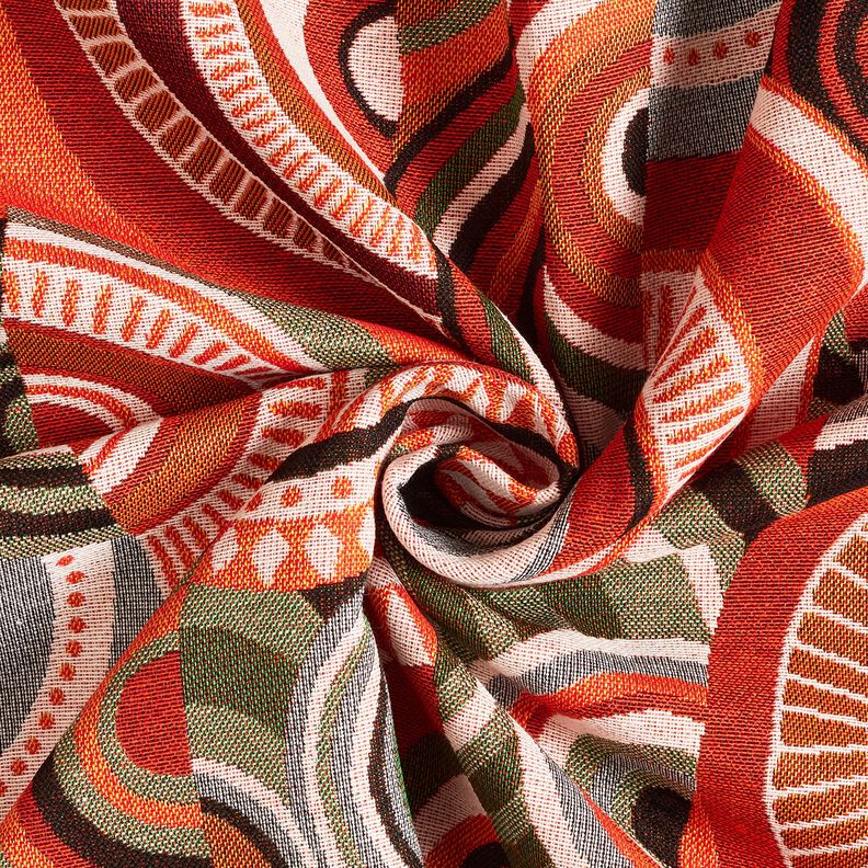 Decor Fabric Tapestry Fabric abstract semicircles – terracotta/green, image number 3