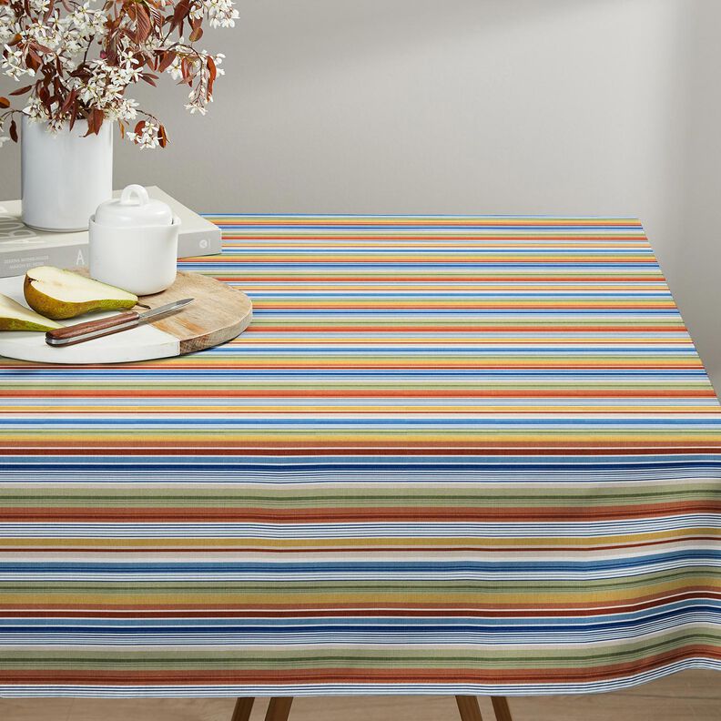 Tablecloth fabric Fine Stripes – white/blue,  image number 7
