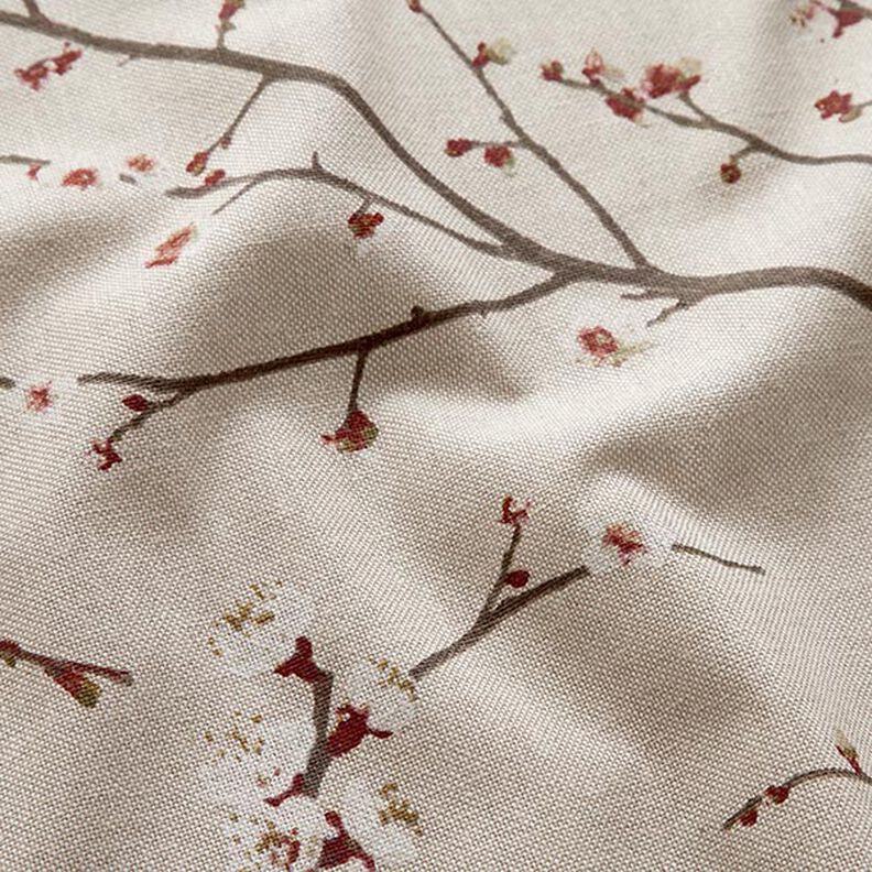 Decor Fabric Half Panama Japanese cherry blossom – natural/burgundy,  image number 2