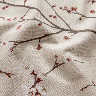 Decor Fabric Half Panama Japanese cherry blossom – natural/burgundy, 
