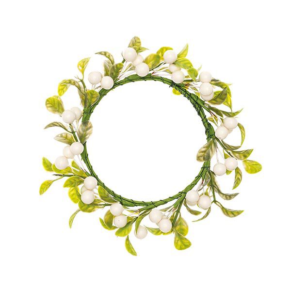 Decorative Floral Wreath with Berries [Ø 9 cm/ 16 cm] – white/green,  image number 1
