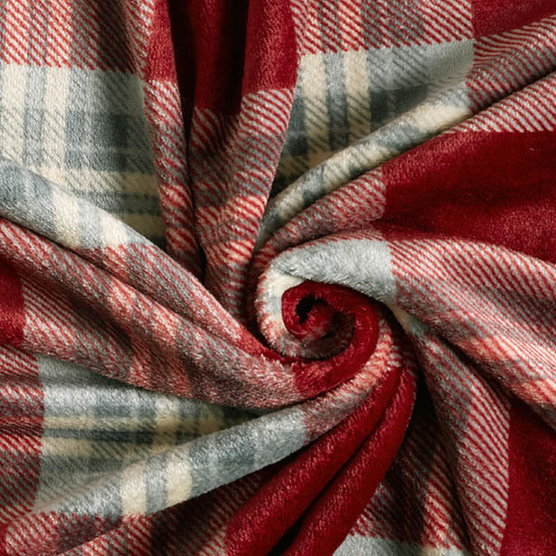 Cosy Fleece Checked – carmine/light grey,  image number 3