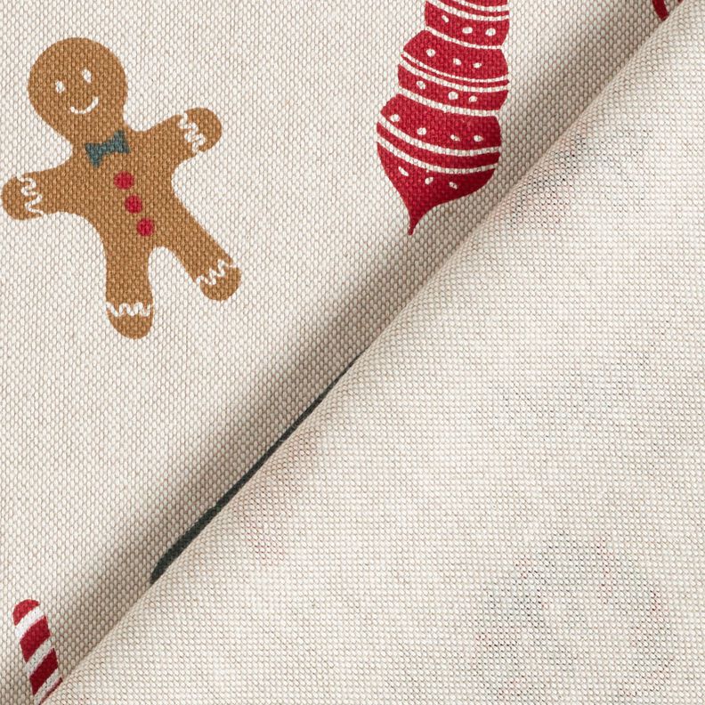 Decor Fabric Half Panama Christmas decoration mix – natural/red, image number 4