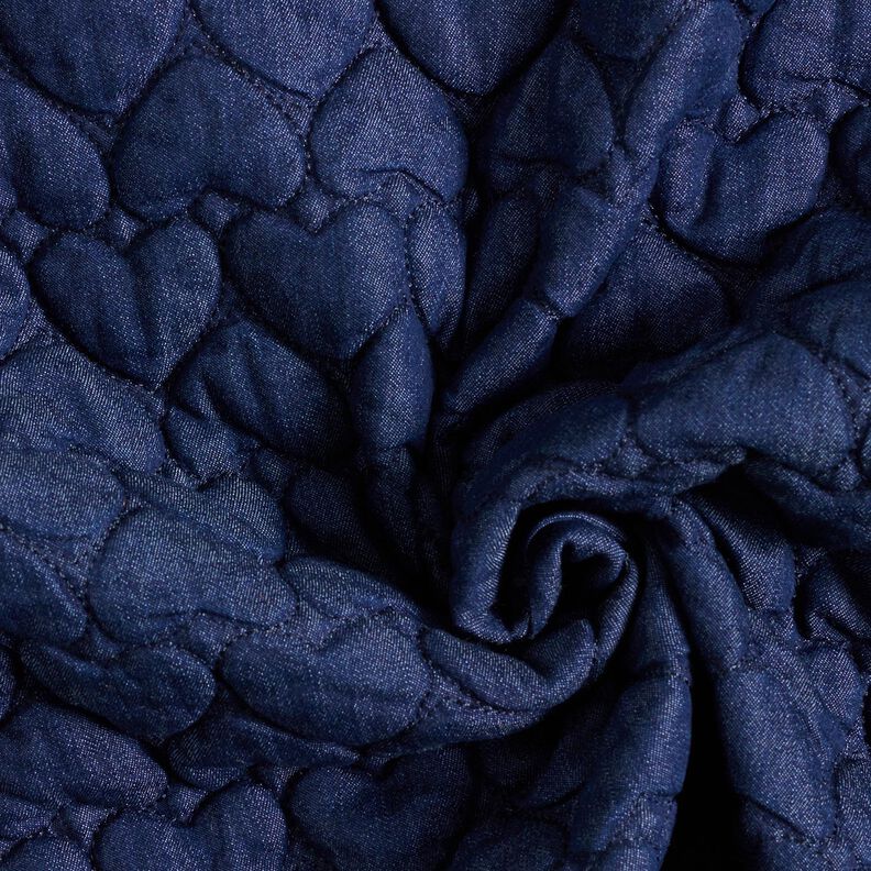 Denim Quilted Fabric hearts – midnight blue, image number 3