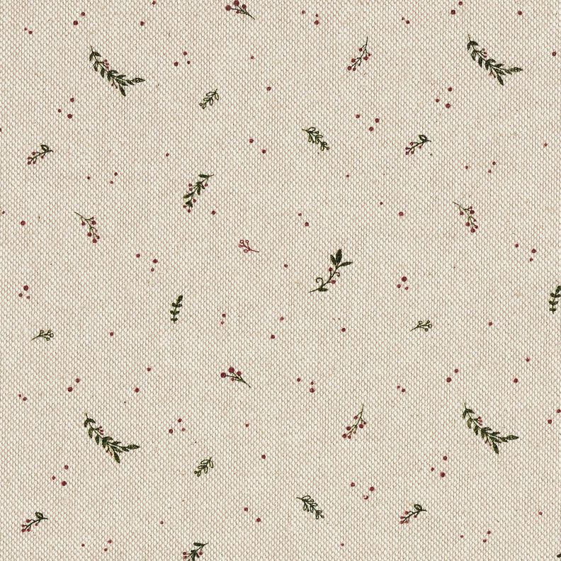 Decor Fabric Half Panama small winter berries – natural/carmine,  image number 1