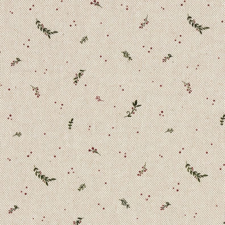 Decor Fabric Half Panama small winter berries – natural/carmine, image number 1