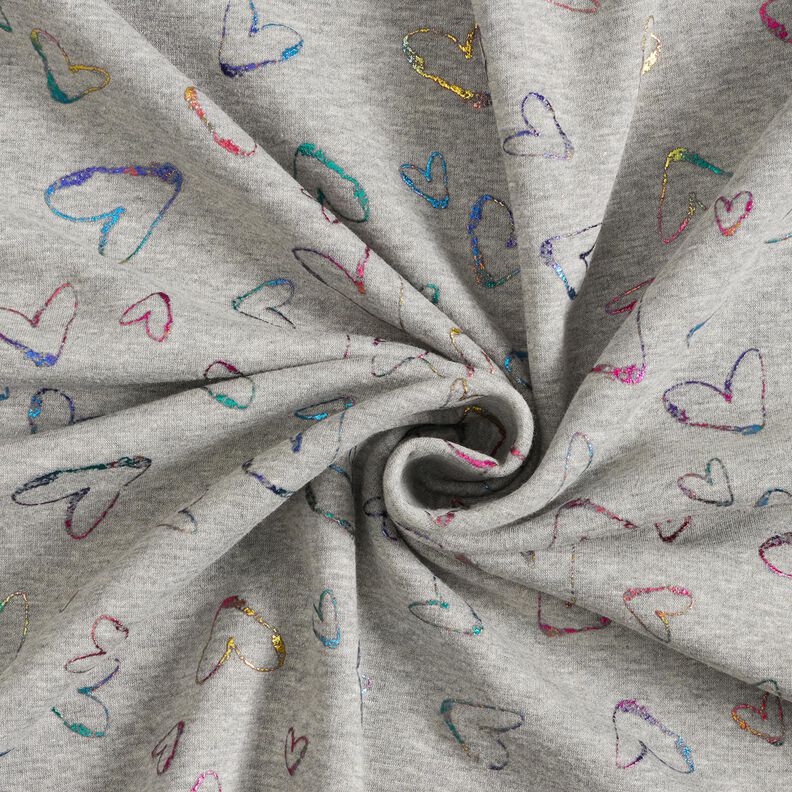 Alpine Fleece Glitter hearts Foil Print – light grey,  image number 3