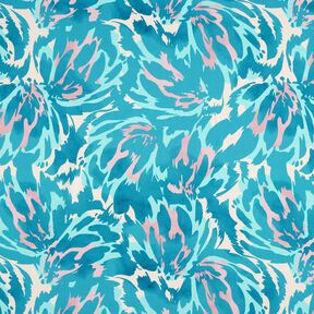 Satin crepe abstract petals – turquoise/cream, 