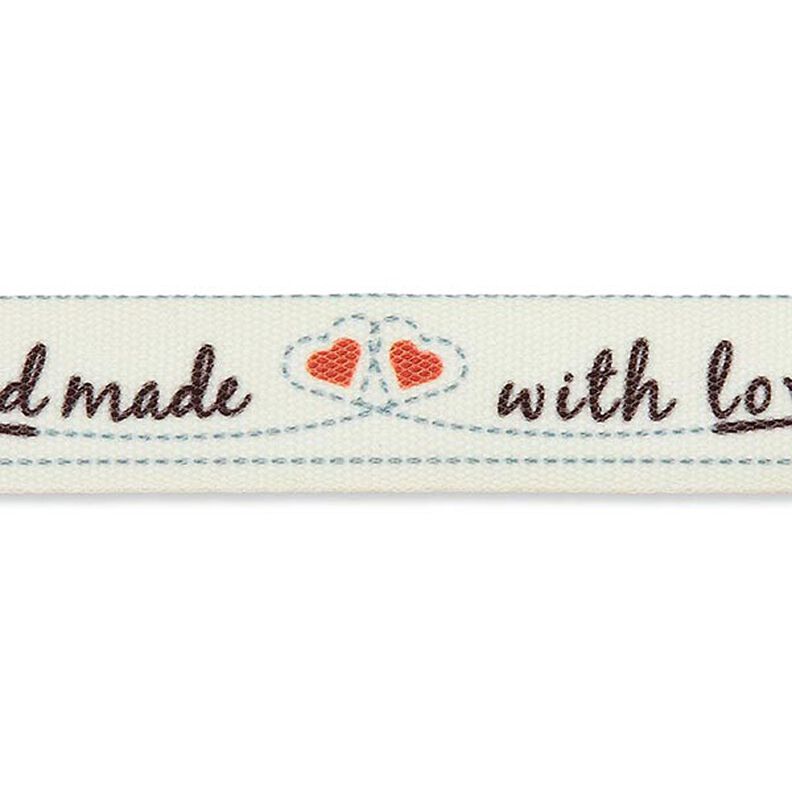 Handmade with Love Ribbon [ 15 mm ] – offwhite/red,  image number 1