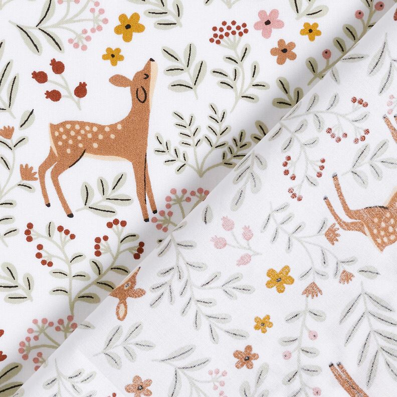 Cotton Poplin deer in the meadow – offwhite,  image number 4
