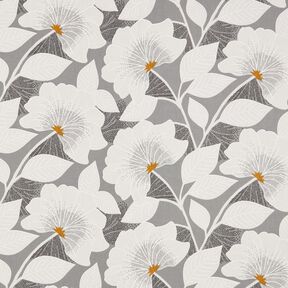 Decor Fabric Half Panama large flowers 280 cm – grey, 