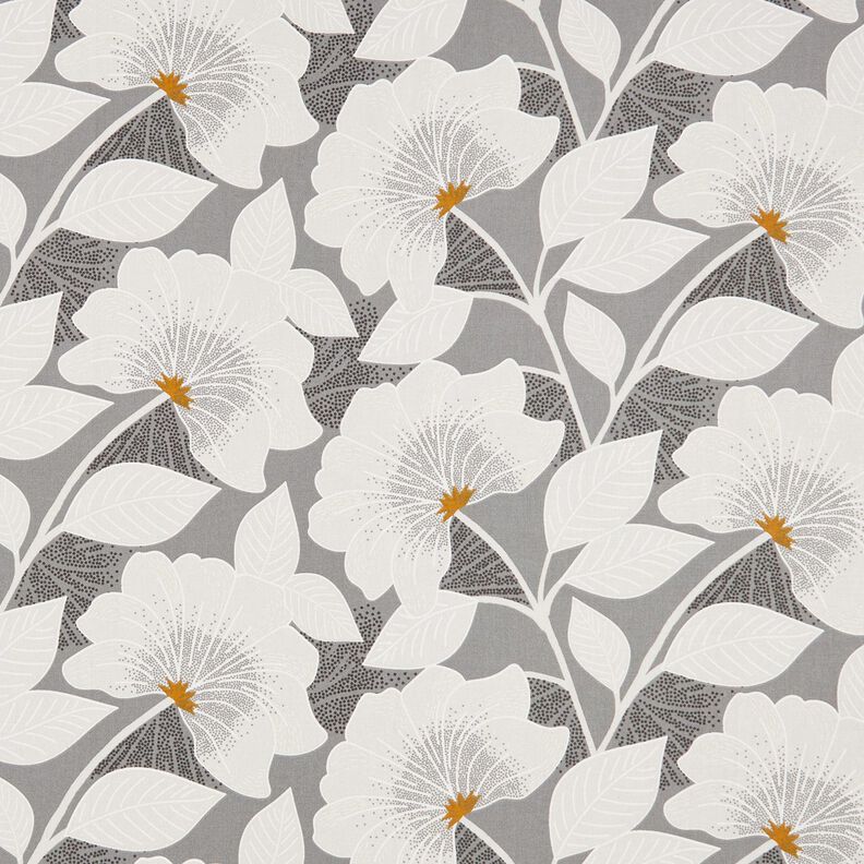 Decor Fabric Half Panama large flowers 280 cm – grey,  image number 1