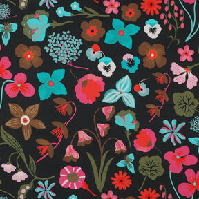Cotton Poplin Meadow Flower Digital Print | Nerida Hansen – black/turquoise, 