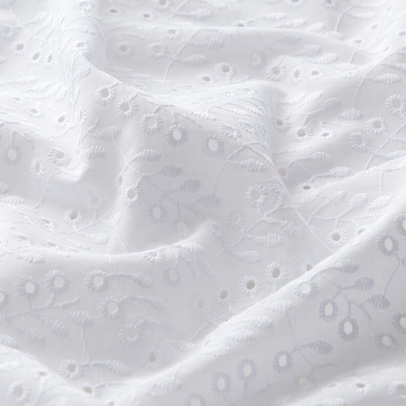 Batiste Broderie Anglaise Leafy Vines – white,  image number 2