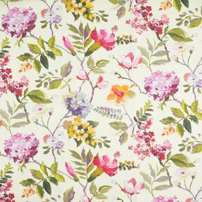 Decor Fabric Canvas Hydrangeas – cream/pale berry, 