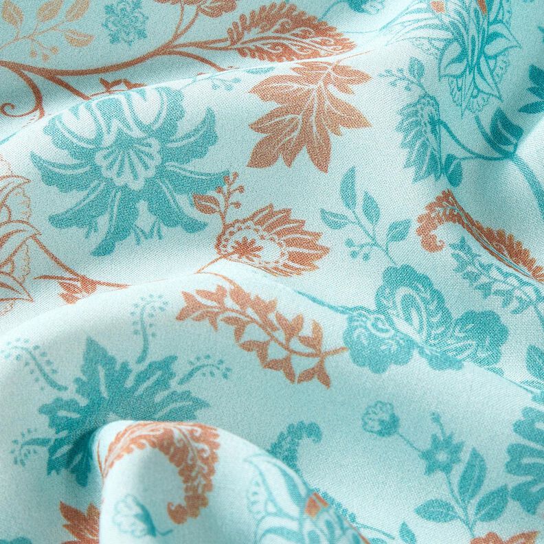 Viscose Voile Paisley floral border design – blue, image number 6