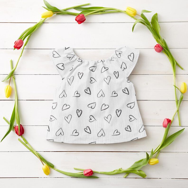 Double Gauze/Muslin Scribble Hearts – ivory,  image number 6