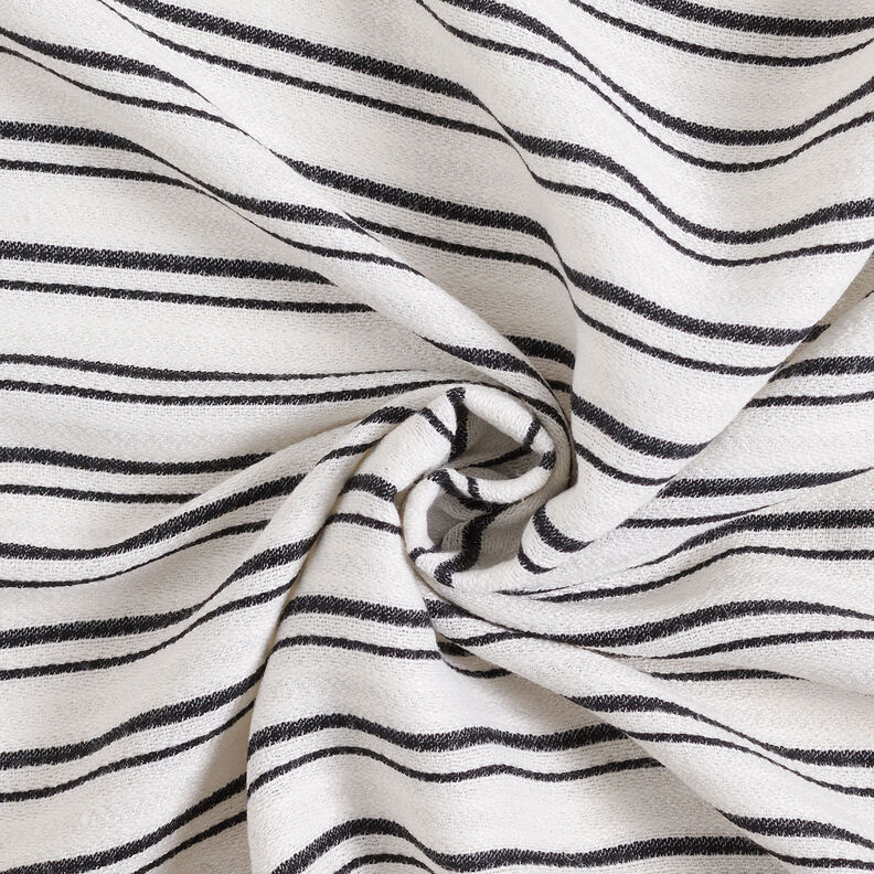 Irregular stripes crepe blouse fabric – white/black,  image number 4