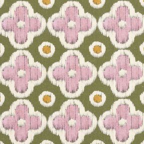 Decor Fabric Canvas Embroidery look – pine/light dusky pink, 