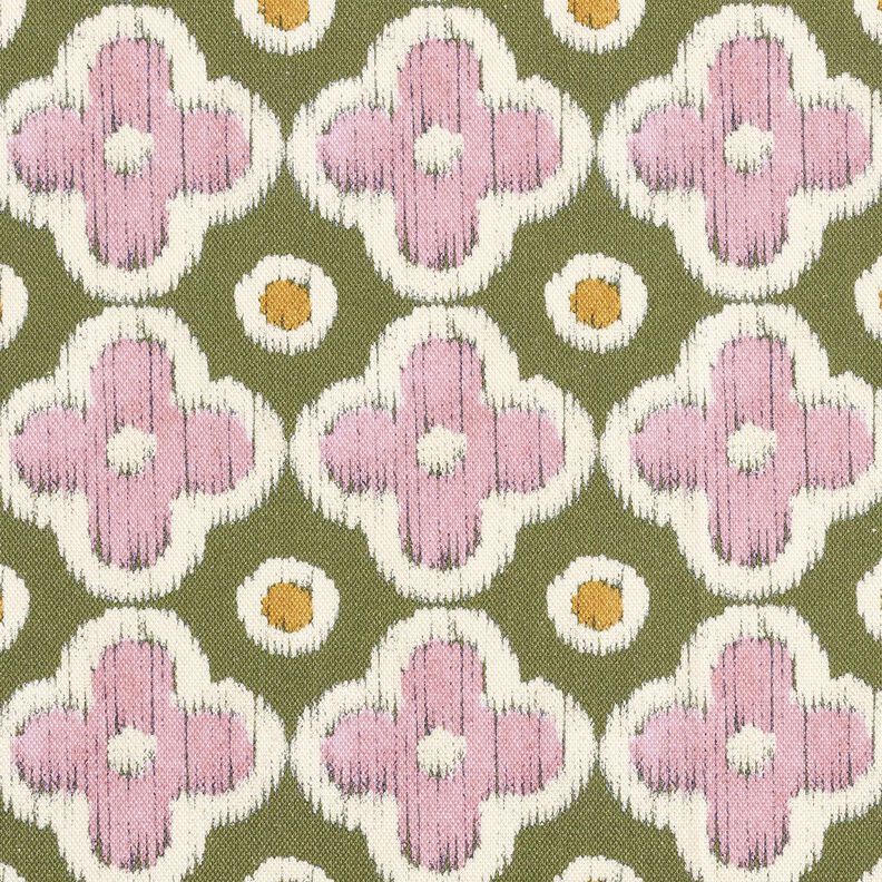 Decor Fabric Canvas Embroidery look – pine/light dusky pink, image number 1