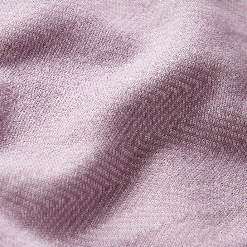 Winter sweatshirt fabric horizontal stripes – lavender/white, image number 2