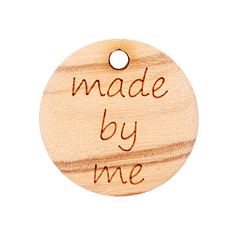 Appliqué Wooden decoration with lettering [ Ø 18 mm ] | Prym – natural,  image number 1