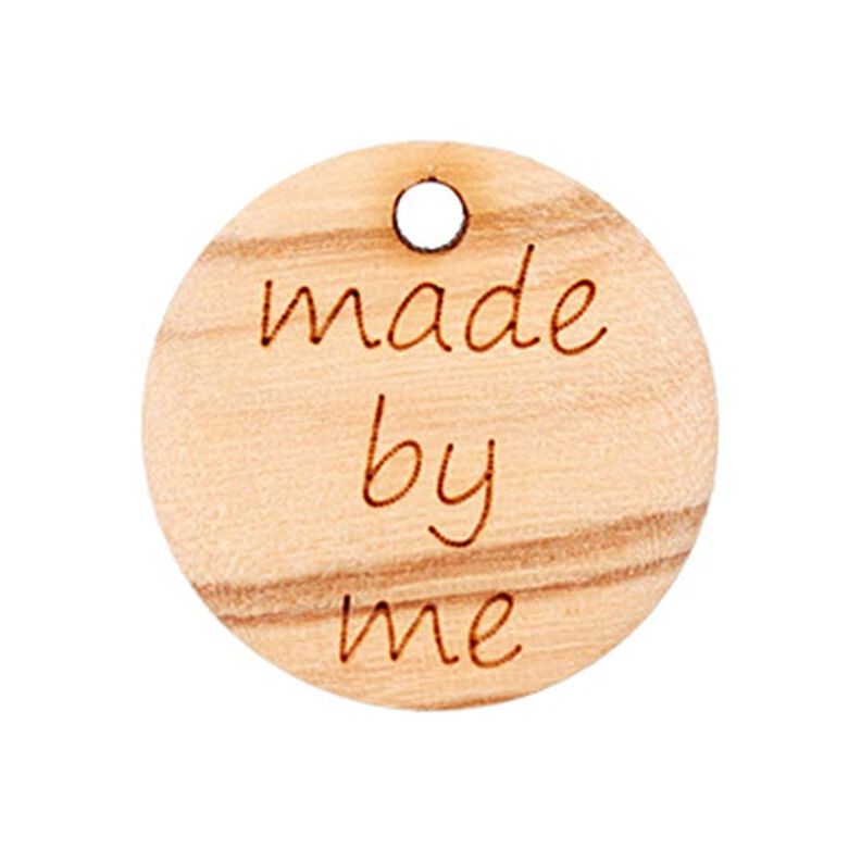 Appliqué Wooden decoration with lettering [ Ø 18 mm ]  | Prym – natural,  image number 1