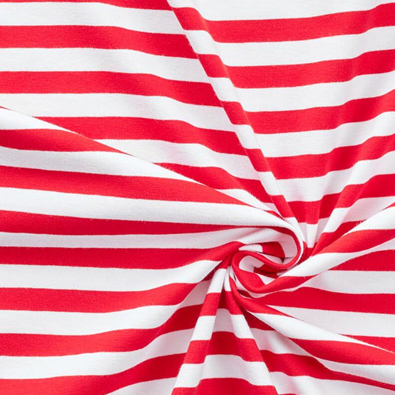 Cotton Jersey Wide Stripes – red/white,  image number 3