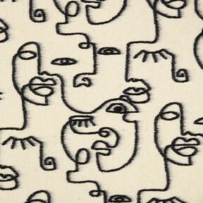 Coat knit abstract faces – black/offwhite, 
