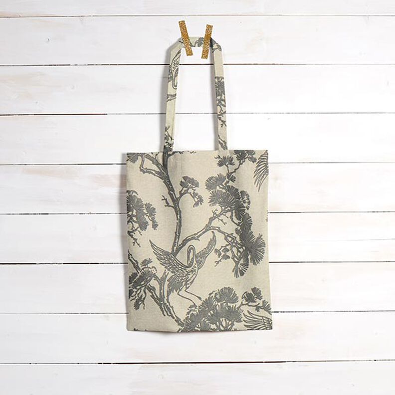 Decor Fabric Canvas Chinese Crane – sand/grey,  image number 8