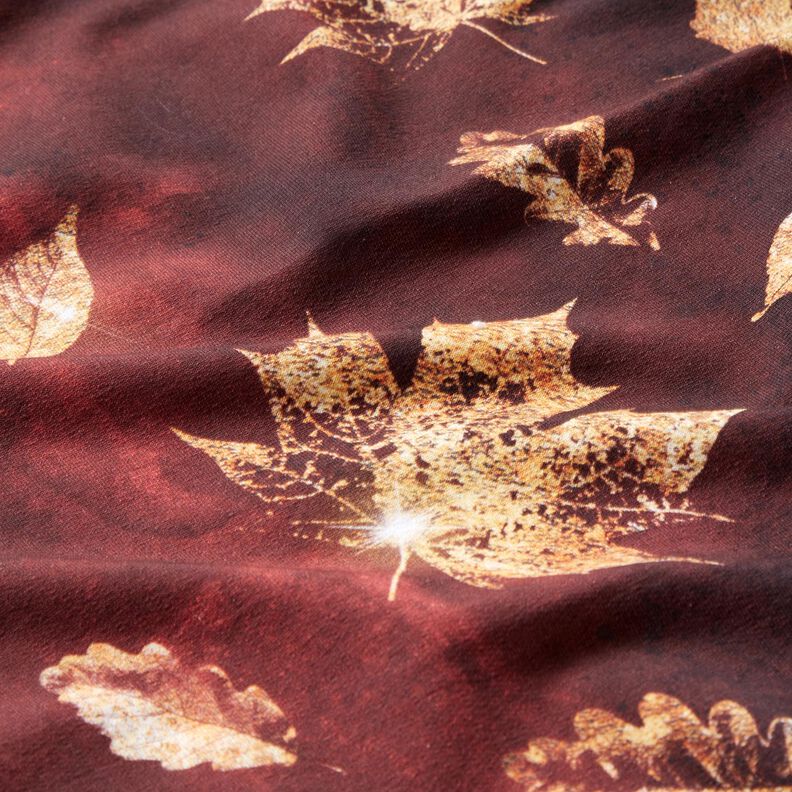 French terry golden autumn | Glitzerpüppi – burgundy/gold, image number 7