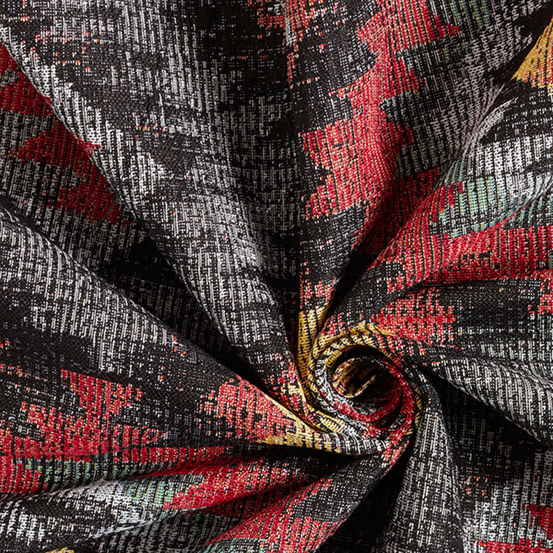 Decor Fabric Tapestry Fabric Ethno Diamonds – carmine/black,  image number 3