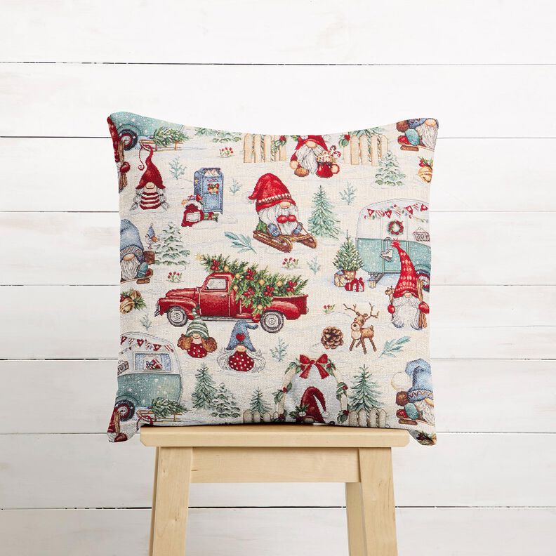 Decor Fabric Tapestry Fabric Christmas gnomes – light beige/red, image number 9