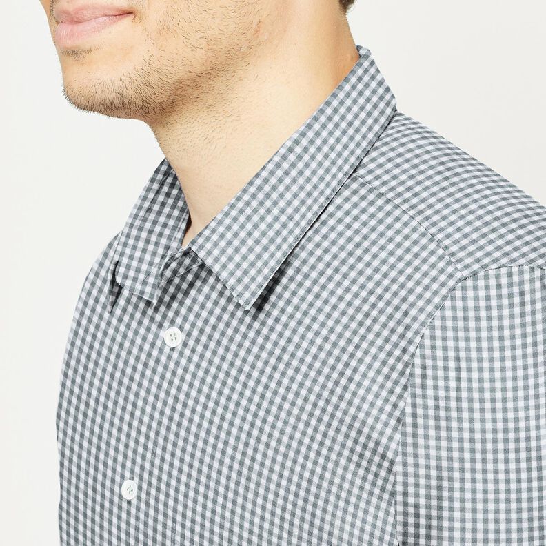 Cotton poplin gingham check – grey/white,  image number 5