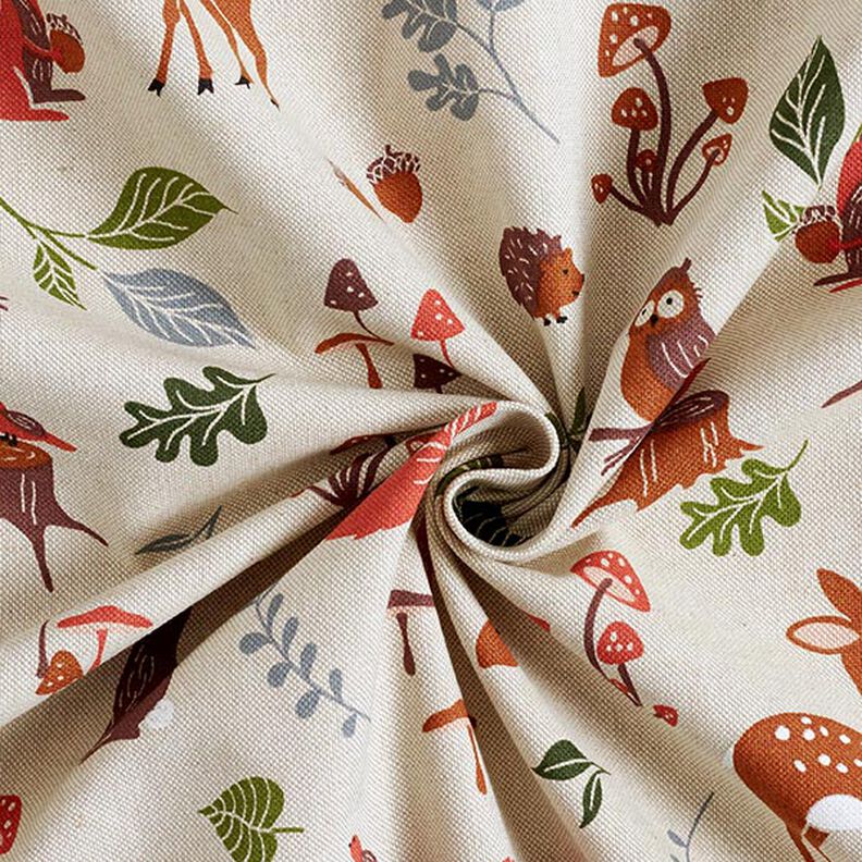 Decor Fabric Half Panama woodland animals – natural,  image number 4