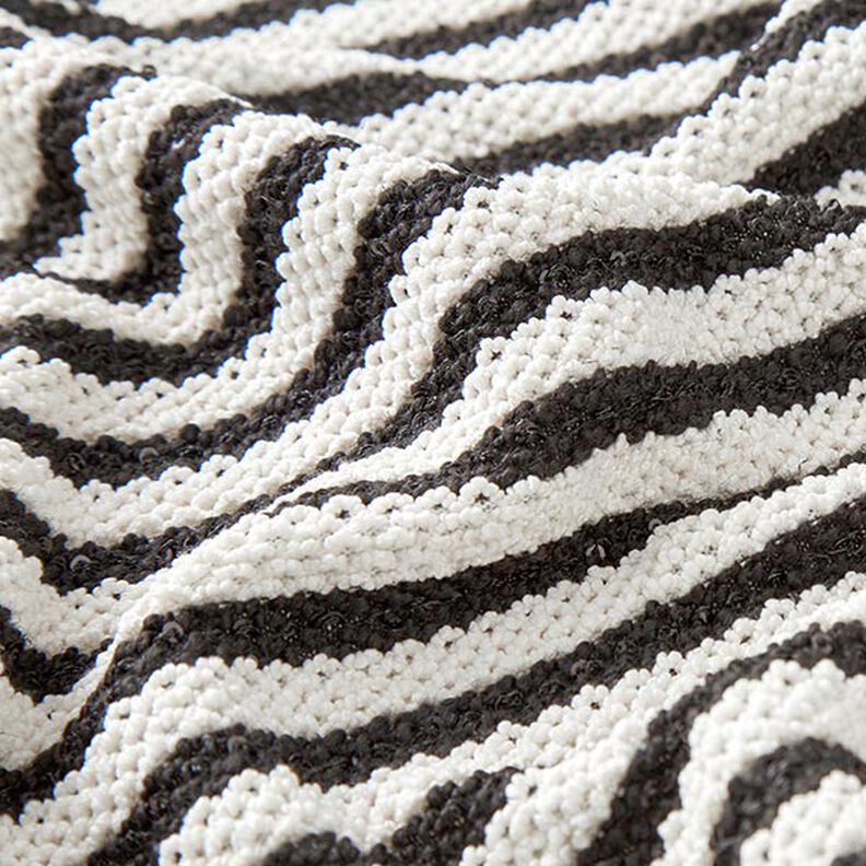 Knit fabric glitter stripes with sequins – offwhite/black,  image number 2