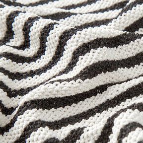 Knit fabric glitter stripes with sequins – offwhite/black, 