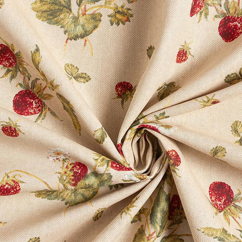 Decor Fabric Half Panama Strawberries – carmine/natural,  image number 3