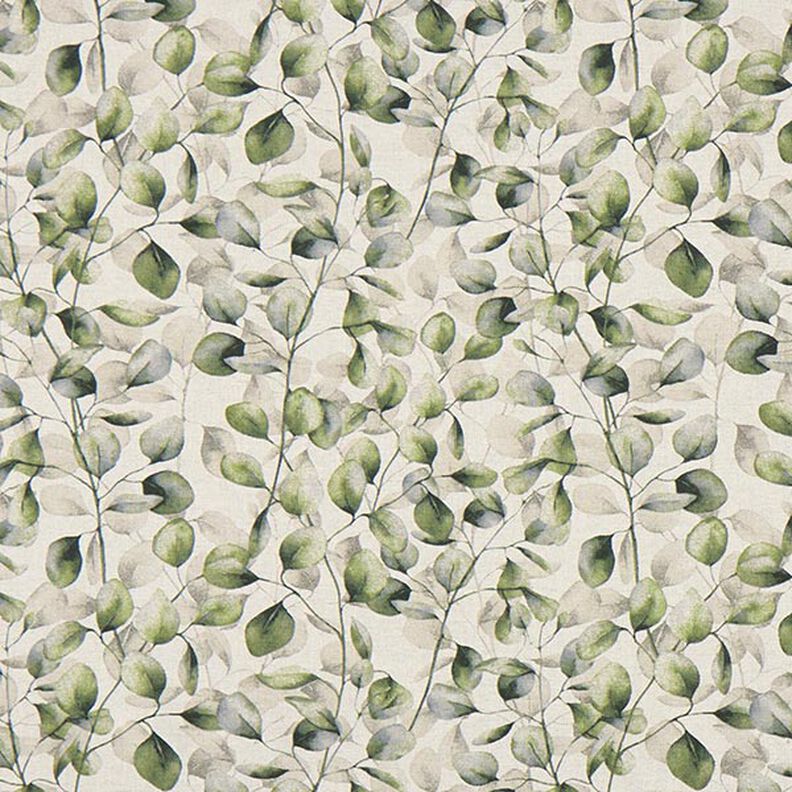 Decor Fabric Half Panama poplar leaves – natural/dark olive, image number 1