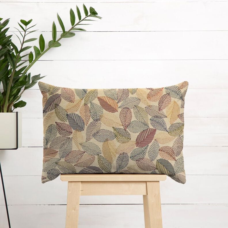 Decor Fabric Tapestry Fabric Leaf sketches – light beige/green,  image number 5