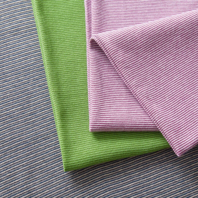 Ribbing Tubular fabric narrow stripes – apple green/pine,  image number 4