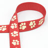 Reflective woven tape Dog leash Paws [20 mm] – red,  thumbnail number 1