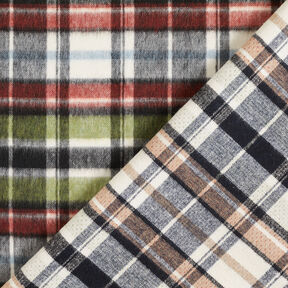 Coat fabric double-face tartan – grey/carmine, 
