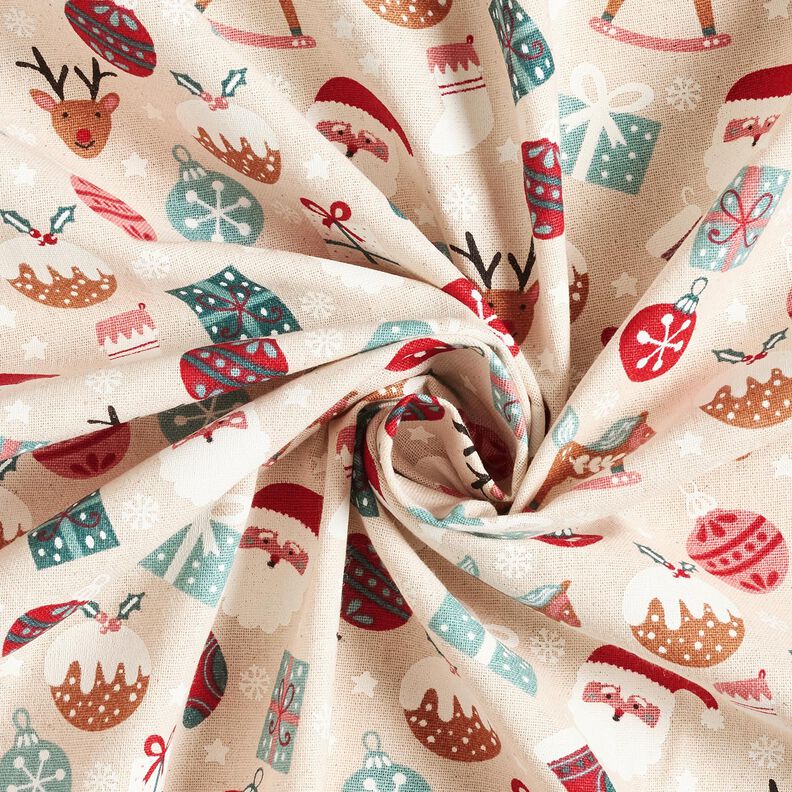 Decor Fabric Canvas cute Christmas motifs – natural/eucalyptus,  image number 3