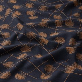 Cotton Jersey Abstract Plants – blue-black/light brown, 