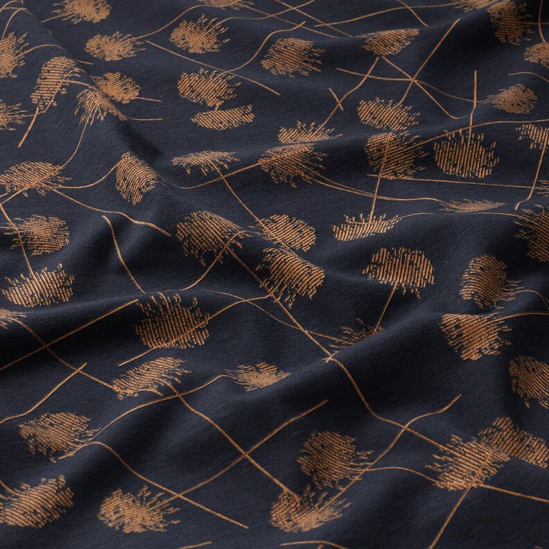 Cotton Jersey Abstract Plants – blue-black/light brown,  image number 2