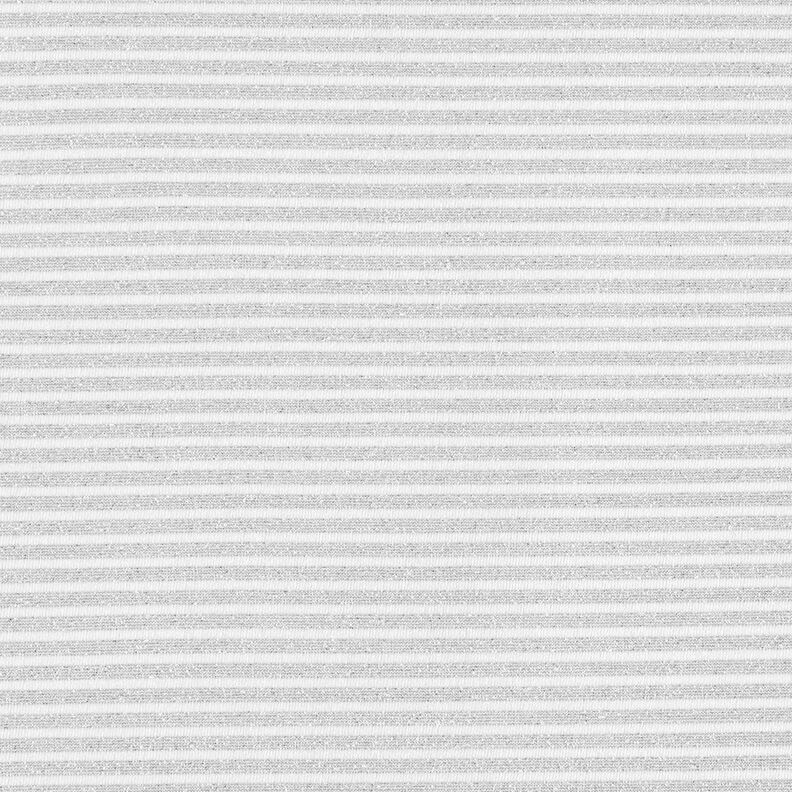 Jersey narrow glitter stripes – white/metallic silver, image number 1